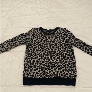 Ann Taylor Leopard Print Sweater in black and white with silver shimmer. XS